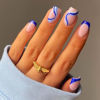 Picture of DANMANR Square Press on Nails Short Fake Nails French Acrylic Full Cover False Nails for Women and Girls 24PCS (Blue)