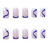 Picture of DANMANR Square Press on Nails Short Fake Nails French Acrylic Full Cover False Nails for Women and Girls 24PCS (Blue)