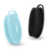 Picture of Silicone Body Scrubber, Exfoliating Silicone Body Shower, Silicone Loofah 2 in 1 Bath and Shampoo Brush, Body Scrubber Shower Cleaning Exfoliating for Sensitive Skin, Lather Well 2 PCS Black and Blue