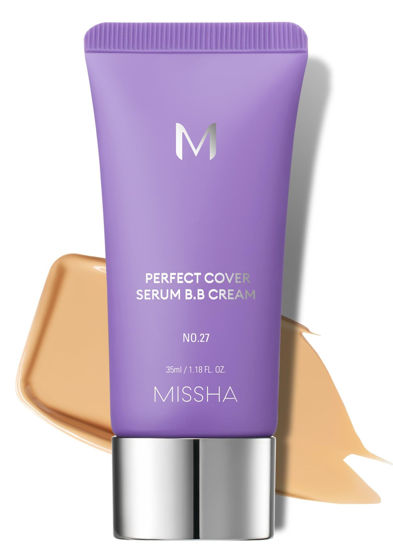 Picture of MISSHA M PERFECT COVER SERUM BB CREAM No.27 Honey Beige, Skin Care Foundation Makeup, Tinted Moisturizer, Superfood Complex, Buildable Coverage, Glass Skin, Paraben Free, 1.18 Fl oz