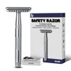 Picture of Matte Silver Safety Razor for Men and Women, Single Blade Razors for Men, Metal Razors for Women, with 10 Double Edge Safety Razor Blades, Open Comb Razor Head for Long Thick Body Hair, Zero Waste
