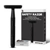 Picture of Matte Black Safety Razor for Men and Women, Single Blade Razors for Men, Metal Razors for Women, with 10 Double Edge Safety Razor Blades, Open Comb Razor Head for Long Thick Body Hair, Zero Waste