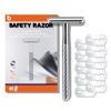 Picture of Single Blade Razors for Men and Women, Reusable Double Edge Safety Razor, Metal Razors for Women, Face Razors for Men Shaving, with 10 Safety Razor Blade Refills, No Plastic, (Shiny Silver)