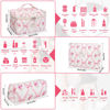 Picture of 3PC Makeup Bag Set, Quilted Makeup Bag, Large Floral Cosmetic Bag for Women, Cute Cotton Makeup Bags, Flower Travel Toiletry Organizer Bag (Pink Flower)