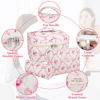 Picture of 3PC Makeup Bag Set, Quilted Makeup Bag, Large Floral Cosmetic Bag for Women, Cute Cotton Makeup Bags, Flower Travel Toiletry Organizer Bag (Pink Flower)
