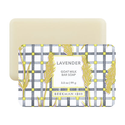 Picture of Beekman 1802 Goat Milk Body Soap Bar, Lavender - Scented - 9 oz - Nourishes, Moisturizes & Hydrates - 100% Vegetable Soap with Lactic Acid - Good for Sensitive Skin - Cruelty Free