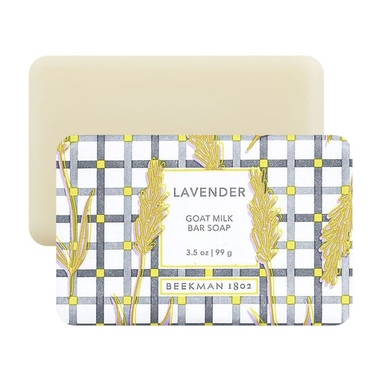 Picture of Beekman 1802 Goat Milk Body Soap Bar, Lavender - Scented - 9 oz - Nourishes, Moisturizes & Hydrates - 100% Vegetable Soap with Lactic Acid - Good for Sensitive Skin - Cruelty Free