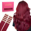 Picture of WENNALIFE Tape in Hair Extensions Human Hair Burgundy Red Tape in Extensions, 10pcs 30g 20 inch Remy Invisible Tape Ins Straight Colored Soft Real Human Hair Tape in Extensions Refill Set Extensions