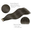Picture of WENNALIFE Tape in Hair Extensions Human Hair, 20pcs 50g 24 inch Cool Dark Brown Remy Hair Extensions Straight Human Hair Tape in Extensions Skin Weft Tape Extensions Human Hair