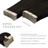 Picture of WENNALIFE Tape in Hair Extensions Human Hair, 40pcs 100g 16 inch Dark Brown Hair Extensions Real Human Hair Straight Tape in Extensions Invisible Human Hair Extensions Reusable Real Hair Extensions