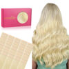 Picture of WENNALIFE Tape in Hair Extensions Human Hair, 40pcs 100g 16 inch Bleach Blonde Hair Extensions Real Human Hair Straight Tape in Extensions Invisible Human Hair Extensions Reusable Real Hair Extensions