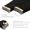 Picture of WENNALIFE Tape in Hair Extensions Human Hair, 40pcs 100g 20 inch Natural Black Hair Extensions Real Human Hair Straight Tape in Extensions Invisible Human Hair Extensions Reusable Real Hair Extensions