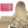 Picture of WENNALIFE Tape in Hair Extensions Human Hair, 20pcs 50g 24 inch Balayage Dirty Blonde to White Blonde Remy Hair Extensions Straight Human Hair Tape in Extensions Skin Weft Tape Extensions Human Hair