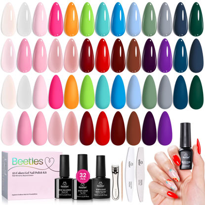 Picture of Beetles Gel Nail Polish Set 32 PCS-Spring Summer Gel Polish 25 Colors with Base Top Coat Soak off U V Gel Nail Polish Pink Red Green Gel Polish Set DIY Nail Art Valentine's Day Gift for Women