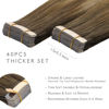 Picture of WENNALIFE Tape in Hair Extensions Human Hair, 40pcs 100g 14 inch Ombre Walnut Brown to Ash Brown and Bleach Blonde Hair Extensions Real Human Hair Straight Tape in Extensions Real Human Hair Extension
