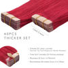 Picture of WENNALIFE Tape in Hair Extensions Human Hair, 40pcs 60g 10 inch Red Hair Extensions Real Human Hair Straight Tape in Extensions Invisible Human Hair Extensions Reusable Real Hair Extensions