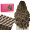 Picture of WENNALIFE Tape in Hair Extensions Human Hair, 40pcs 80g 12 inch Balayage Chocolate Brown to Caramel Blonde Hair Extensions Real Human Hair Straight Tape in Extensions Reusable Real Hair Extensions