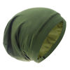 Picture of Silk Satin Lined Bonnet Sleep Cap - Adjustable Stay on All Night Hair Wrap Cover Slouchy Beanie for Curly Hair Protection for Women and Men - Solid Olive Green