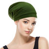 Picture of Silk Satin Lined Bonnet Sleep Cap - Adjustable Stay on All Night Hair Wrap Cover Slouchy Beanie for Curly Hair Protection for Women and Men - Solid Olive Green