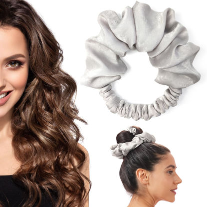 Picture of BLINKEEN Heatless Curling Scrunchie, Heatless Hair Curler to Sleep In, No Heat Curls for Long Hair, Soft Sleep Hair Roller (Light Grey)