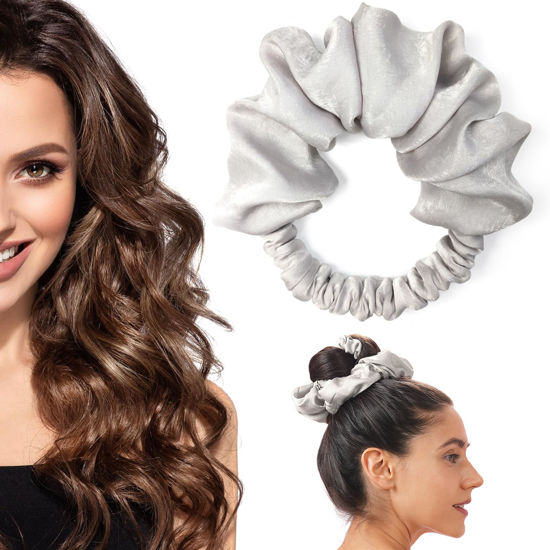 Picture of BLINKEEN Heatless Curling Scrunchie, Heatless Hair Curler to Sleep In, No Heat Curls for Long Hair, Soft Sleep Hair Roller (Light Grey)