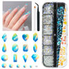 Picture of qiipii Aurora Nail Art Rhinestones Clear Moonlight Nail Charms Multi Shapes Aurora Flatback Rhinestones Big Gems Round Beads K9 Glass Crystals Diamonds Jewels for Nails Faces Makeup