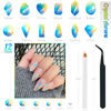 Picture of qiipii Aurora Nail Art Rhinestones Clear Moonlight Nail Charms Multi Shapes Aurora Flatback Rhinestones Big Gems Round Beads K9 Glass Crystals Diamonds Jewels for Nails Faces Makeup