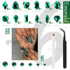 Picture of qiipii 2052Pcs Emerald Green Nail Art Rhinestones Kit Green Nail Charms Multi Shapes Crystal Flatback Rhinestones Big Gems + Round Beads Glass Stones Diamonds jewels for Nails Faces Eyes Makeup Crafts