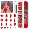 Picture of qiipii 2052Pcs Red Nail Rhinestones 72 Multi Shapes Siam Red Rhinestones for Nails Flatback Nail Gems K9 Glass Round Ruby Red Beads Stones Diamonds Nail Charms Art for Nails Faces Eyes Makeup Crafts