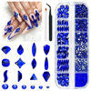 Picture of qiipii 2052Pcs Blue Nail Rhinestones Multi Shapes Sapphire Rhinestones for Nails Flatback Nail Gems K9 Glass Royal blue Round Beads Stones Diamonds Nail Charms Art for Nails Face Eyes Makeup Crafts