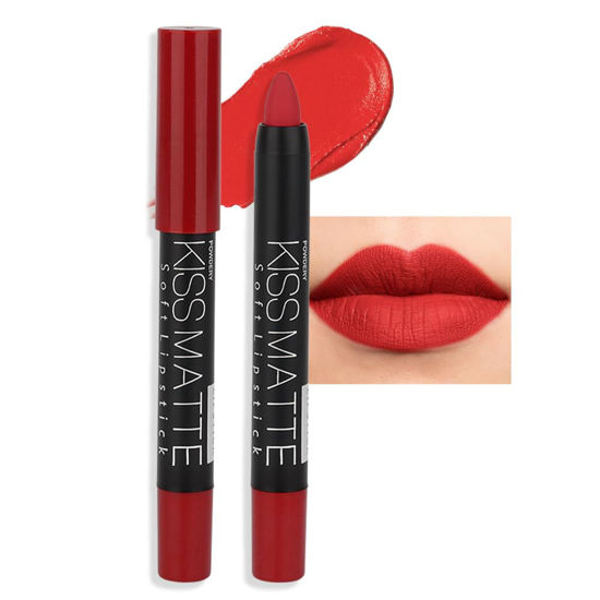 Picture of evpct DNM 1Pcs Ruby Red Matte Lipstick and Lip Crayon Liner Pencil Pen Set for Women Lip Stain Long Lasting Waterproof labiales mate magicos 24 horas originales pintalabios permanente 24 horas 10