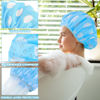Picture of 2 Sets Large Shower Caps for Women, Waterproof Shower Cap Double Layers Bath Caps Stocking Stuffers for Women Long Thick Hair (Blue/Yellow)