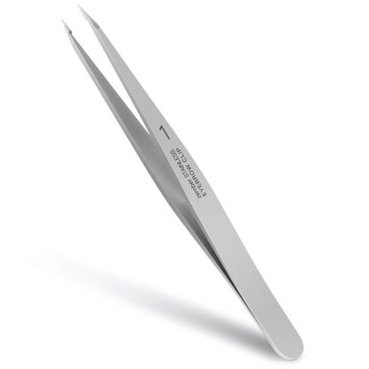 Picture of ZERNBER Pointed Tweezers for women Facial hair, NO Gaps Precision Tweezers for Eyebrows, Chin Hair，Ingrown Hair, Splinters, Glass Removal（Silver）