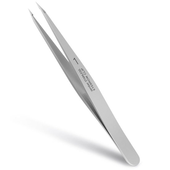 Picture of ZERNBER Pointed Tweezers for women Facial hair, NO Gaps Precision Tweezers for Eyebrows, Chin Hair，Ingrown Hair, Splinters, Glass Removal（Silver）