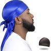 Picture of ForceWave Silky Durag for Men Wave Cap Satin Dorag for Men Women 360 Wave Blue