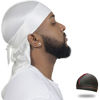 Picture of ForceWave Silky Durag for Men Wave Cap Satin Dorag for Men Women 360 Wave White