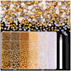 Picture of 9000PCS Flatback Pearls and Rhinestones for Crafting, White Brown Mixed Size 3-10mm Resin Rhinestones and Half Pearls for Bedazzling, Nail Art and Decoration with Tweezer and Pickup Pencil
