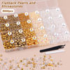 Picture of 9000PCS Flatback Pearls and Rhinestones for Crafting, White Brown Mixed Size 3-10mm Resin Rhinestones and Half Pearls for Bedazzling, Nail Art and Decoration with Tweezer and Pickup Pencil