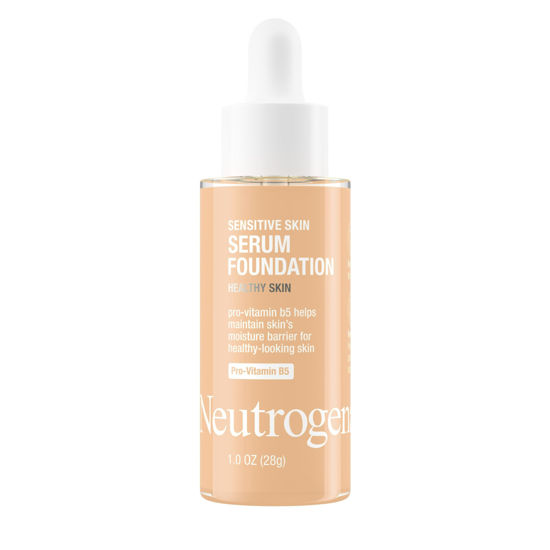 Picture of Neutrogena Healthy Skin Sensitive Skin Serum Foundation with Pro-Vitamin B5, Color Correcting & Pore Minimizing Liquid Foundation & Face Serum, Buildable Coverage, Light/Medium 02, 1 oz