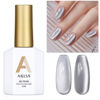 Picture of AILLSA Silver Cat Eye Gel Nail Polish Gray Glitter Crystal Gel Polish with Magnet, Shimmer Clear Sparkle Gel Nail Polish Reflective Translucent Jelly Color U V Gel Salon DIY at Home 0.5 OZ GF18