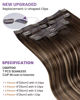 Picture of LaaVoo Clip in Hair Extensions Human Hair Balayage Brown to Caramel Brown Human Hair Clip in Extensions Balayage Hair Extensions Clip ins Invisible Pu Weft 14 Inch 7pcs/110g