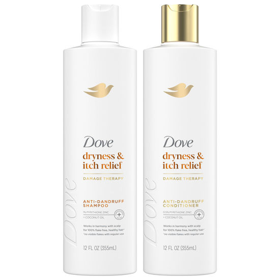 Picture of Dove Shampoo and Conditioner Set - DermaCare Scalp Dryness & Itch Relief, Pyrithione Zinc Shampoo and Conditioner, Anti-Dandruff, Anti-Frizz, Smoothing Hair Care, 12 Oz (2 Piece Set)