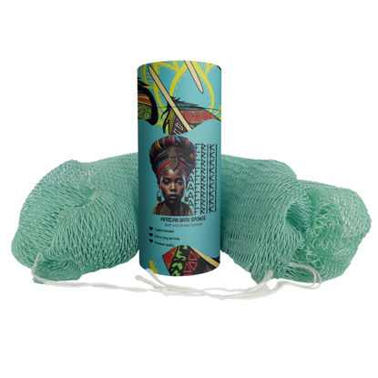 Picture of AFRIKI African Net Sponge, Authentic African Exfoliating Sponge, Black Owned, Back Scrubber, 45 inch Long for Normal to Sensitive Skin, for Daily use, Original Collection