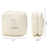 Picture of Small Personalized Initial Letter Makeup Bag, Preppy Patch Corduroy Makeup Bags Chenille Travel Toiletry Bag Cute Zipper Pouch Purse for Women Men Makeup Organizer Bag (Letter L, Beige)