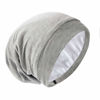 Picture of Silk Satin Lined Bonnet Sleep Cap - Adjustable Stay on All Night Hair Wrap Cover Slouchy Beanie for Curly Hair Protection for Women and Men - Solid Light Grey