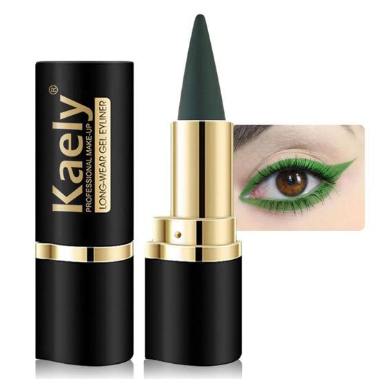Picture of evpct 1Pcs Dark Green Gel Eyeliner Pencil Eye Black Face Paint Stick Makeup Set Waterproof Matte Cream Crayon Eyeliner Pencil Set Cat Eye Liners Eyeshadow Guide delineador de ojos contra el agua