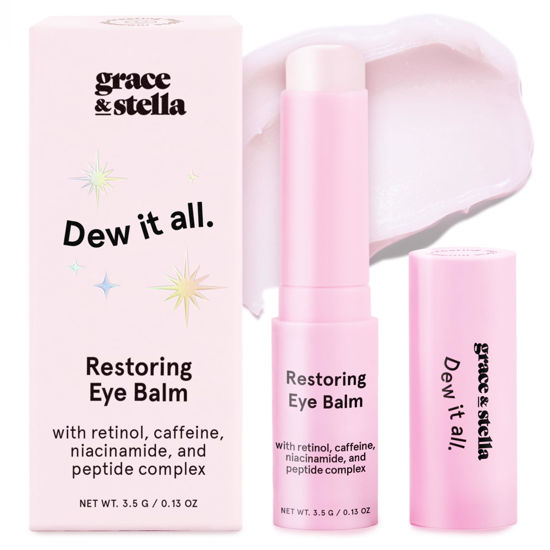 Picture of grace & stella Under Eye Balm Stick - Under Eye Brightener - Retinol & Caffeine Eye Cream for Anti-aging, Dark Circles, Puffiness, Wrinkles - Niacinamide & Peptides - Vegan Skincare (0.13 oz/3.5 g)