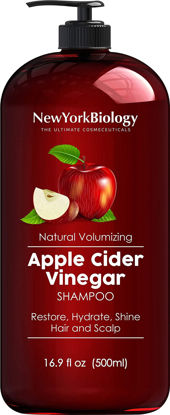 Picture of New York Biology Apple Cider Vinegar Shampoo - Helps Restore Shine, Hair Gloss and Hydration to Dry Hair and Itchy Scalp - Clarifying and Nourishing - Safe for All Hair Types - 16.9 fl Oz