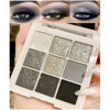 Picture of evpct 9 Colors Black Smokey Grey Gray Silver Glitter Shimmer Eye Shadow Makeup Palette Highly Pigmented Black Glitter Eyeshadow Makeup Palette sombra negra para ojos para ojos brillantes