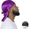 Picture of ForceWave Silky Durag for Men Wave Cap Satin Dorag for Men Women 360 Wave Purple